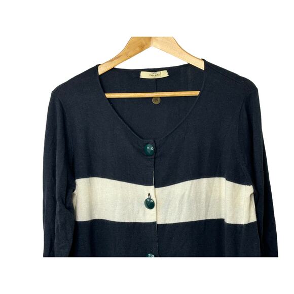 Isabella Sinclair Black & White Stripe Cardigan Chunky Buttons Women's  Large - Picture 3 of 9